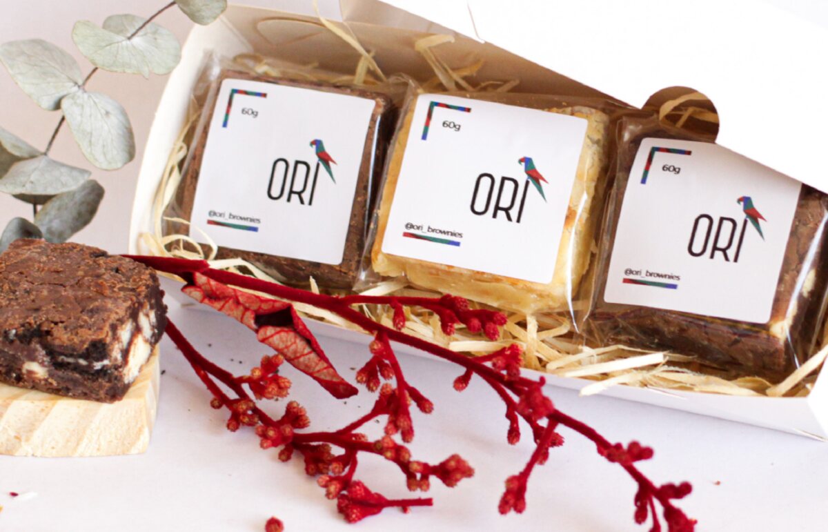 Caixa trio — 3 brownies embalados
